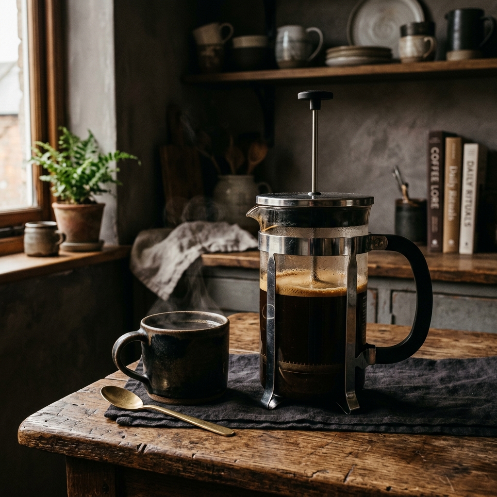 Preparo French Press café puro